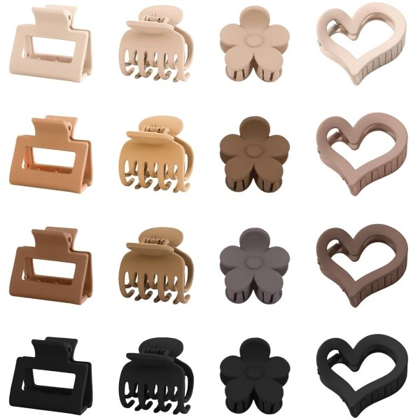 Small Matte Hair Clips for Women Girls - 16Pcs Medium Fine Hair Accessories with Strong Hold Rectangle Double Row Teeth, Nonslip Styling Clips