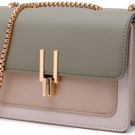 Color-Block Crossbody Bags for Women Leather Cross Body Purses Cute Designer Handbags Shoulder Bag Medium Size