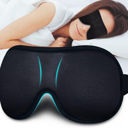 Sleep Mask for Women Men, Ultrathin Light Blocking Sleeping Mask, No Pressure on Eyes 3D Contoured Blindfold, Soft Comfort Eye Shade Cover for Travel/Naps/Yoga/Shift Work.（Black）