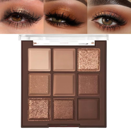 Neutral Brown Eye Shadow Palette- Rose Gold Dark Brown Eyeshadow Palette Colorful 9 Colors, Matte Shimmer Highly Pigmented Nude Eyeshadow Palette Makeup Naturing-Looking Long Lasting