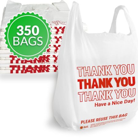 Thank You Plastic Bags (350 Count) (11.5" X 6.5" X 21") (White) - Grocery, Shopping Bag, Restaurants, Convenience Store