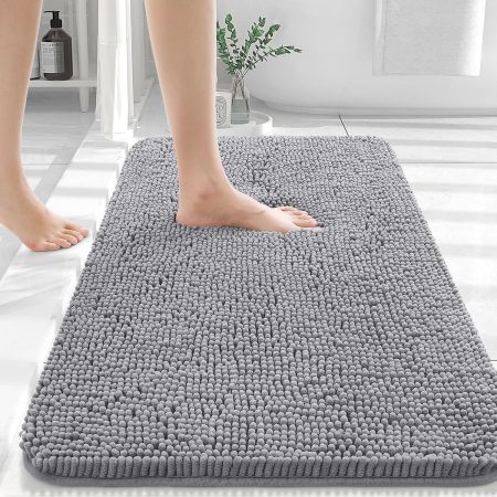 Bathroom Rugs 30X20, Extra Soft Absorbent Chenille Bath Rugs, Rubber Backing Quick Dry, Machine Washable Bath Mats for Bathroom Floor, Tub and Shower, Home Decor Accessories, Grey